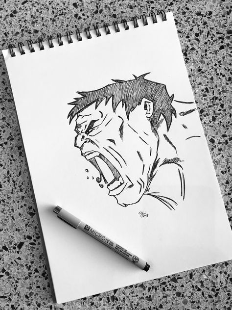 Incredible Hulk pen sketch @g.theartist Hulk Drawing Sketches, Hulk Art Drawing, Hulk Drawing Easy, Mcu Drawings, Marvel Sketches Easy, Easy Pen Sketches, Black Pen Sketch, Hulk Drawing, Black Pen Sketches