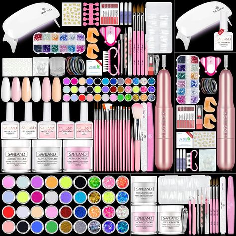 SAVILAND Acrylic Nail Kit with Everything - Acrylic Nail Kits, Nail Kits Professional Acrylic Beginner Nail kit for Acrylic Nails Acrylic Powder Set for Home DIY Salon Acrylic Nail Kits, Acrylic Beginner, Nails Acrylic Powder, Reward Ideas, Diy Salon, Nail Kits, Home Manicure, Acrylic Nail Kit, Gel Nail Kit