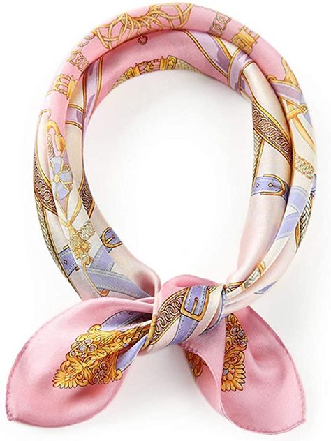 Pure Mulberry Silk Scarfs Women Small Square Scarf 21" x 21" Breathable Lightweight Neckerchief Printed Headscarf (G-30 Grace Pink) at Amazon Women’s Clothing store Silk Scarfs, Silk Scarf Hair, Silk Bandana, Cooling Scarf, Fashion Scarves, Hair Wraps, Womens Winter, Silk Hair, Head Hair