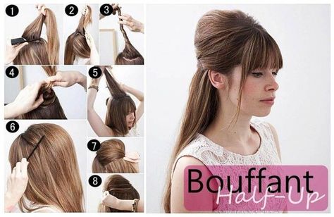 60s Bouffant Hair, 60s Hair Tutorial, Retro Hairstyle, Retro Hairstyles Tutorial, Vintage Ponytail, Flapper Hair, Retro Updo, Vintage Hairstyles Tutorial, 60s Hair