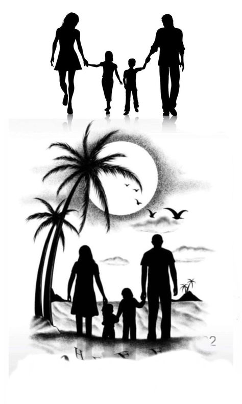 Chicano Tattoos Gangsters, Family Tattoos Ideas, Familia Tattoo, Family Tattoo Ideas, Mom Dad Tattoo Designs, Silhouette Family, Printable Tattoos, Seshomaru Y Rin, Cobra Art