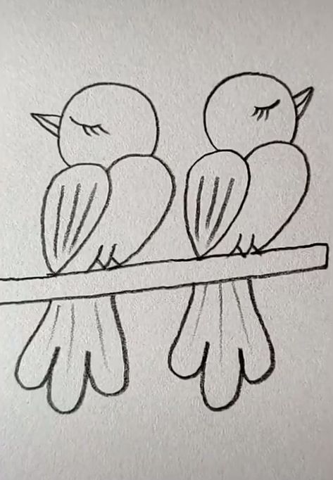 Cute Birds Easy Drawings Nature Simple, Unique Easy Drawings, Easy Drawings Using Numbers, Beginner Drawing Ideas Easy Simple, Doodle Birds Simple, Drawing Ideas With Numbers, Numbers Drawing Design, Simple Bird Sketch, Easy Art Work For Beginners