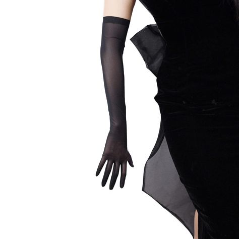 Long Black Gloves Outfits, Black Gloves Outfit, Wedding Dress Gloves, Sun Gloves, Long Black Gloves, Gloves Outfit, Sheer Gloves, 1950s Vintage Fashion, Tulle Gloves