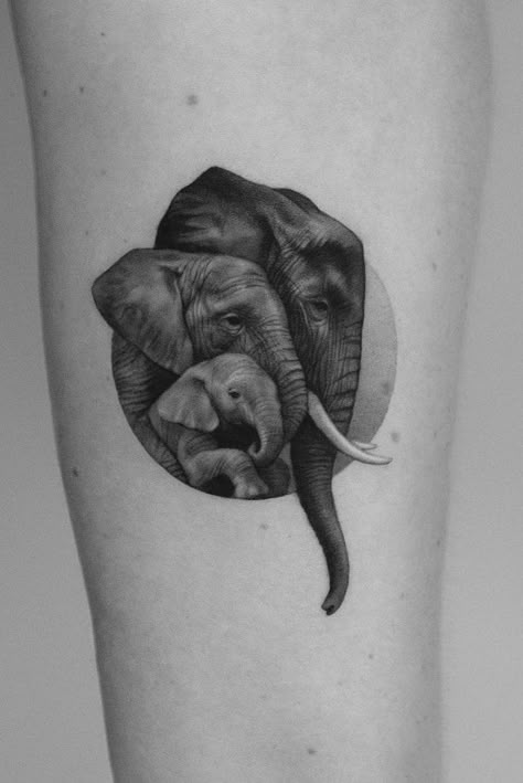 Elephant Head Tattoo, Elephant Family Tattoo, Baby Elephant Tattoo, Elephant Tattoo Meaning, Cute Elephant Tattoo, Elephant Tattoo Design, Unicorn Tattoos, Mother Tattoos, Elephant Tattoo