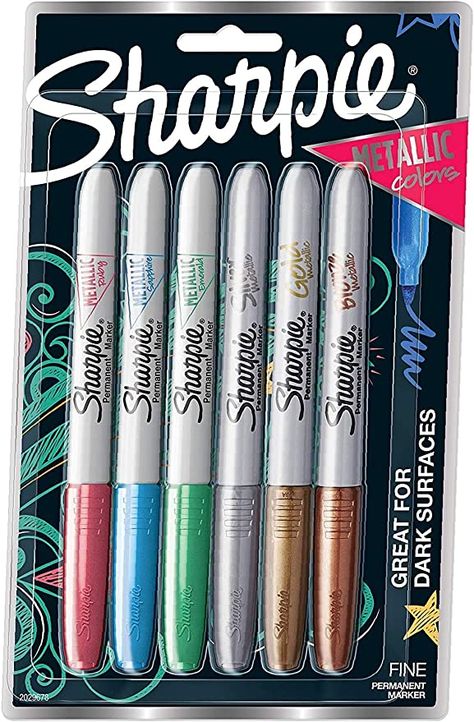 Best Writing Pen, Gold Sharpie, Sharpie Colors, Sharpie Permanent Markers, Sharpie Crafts, Black Paper Drawing, Sharpie Pens, Mermaid Drawings, Sharpie Markers