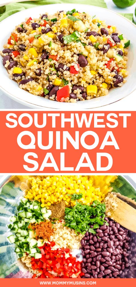 Black Bean And Corn Quinoa Salad, Easy Vegan Quinoa Salad, Quinoa And Black Bean Salad, Quinoa Corn Black Bean Salad, Southwest Black Bean Quinoa Salad, Quinoa Recipes Southwest, Easy Quinoa Side Dish, Quonia Recipes Quinoa, Quinoa Salad With Black Beans