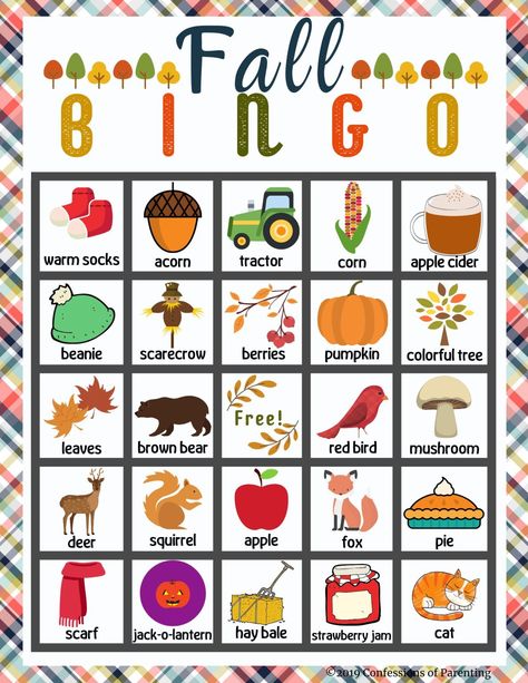 Fall Bingo Free Printable - Confessions of Parenting Different Bingo Games, Make Your Own Bingo Cards Free Printable, Harvest Bingo Free Printable, Cowboy Bingo Printable Free, Fall Bingo Free Printable Preschool, Fall Games Preschool, Thanksgiving Games For School, Autumn Bingo Free Printable, Holiday Bingo Printable Free