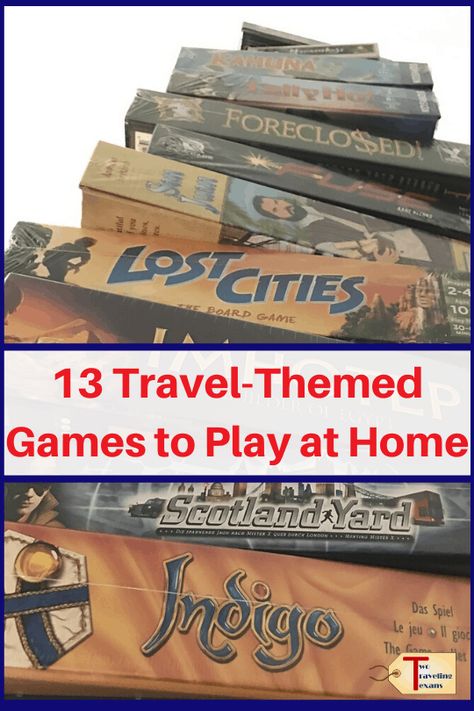 Bored and looking for a fun travel-related game?  Check out this list of the 10 best travel-themed games to play at home.  It includes travel-themed board games and travel-themed card games. | travel themed games for adults | travel themed games for kids | travel themed games fun | travel theme games | travel themed games time | travel themed games ideas #stayhome #funathome Around The World Theme Games, Travel Themed Games, Travel Theme Games, Free Printable Travel Games, Travel Games For Kids Airplane Free Printable, Games To Play At Home, Travel Size Board Games, Bored At Home, Travel Party Theme