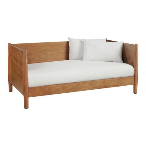 Acorn Wood Brewton Daybed Frame | World Market Basement Update, Affordable Bedroom Furniture, Austin House, Daybed Frame, Rattan Daybed, Tulip Dining Table, Affordable Bedroom, Tufted Loveseat, Affordable Sofa