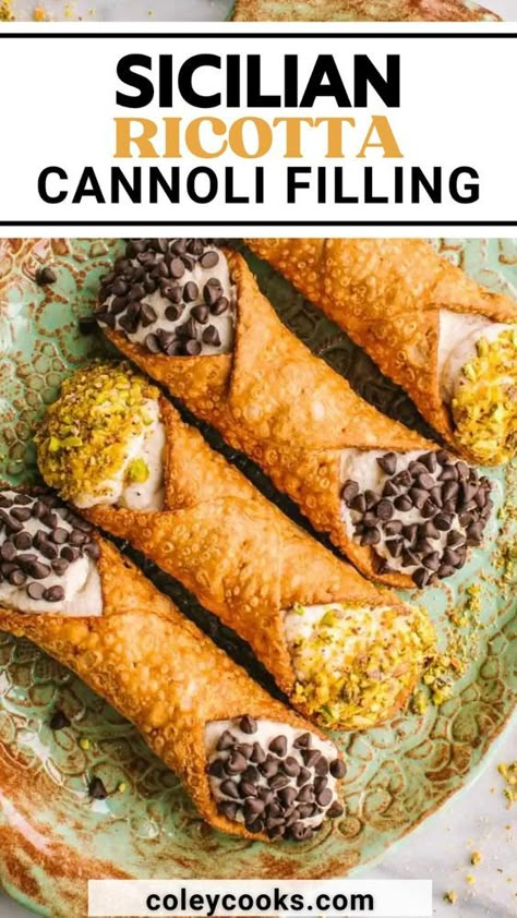 This Sicilian Ricotta Cannoli Filling is the best! Traditional Cannoli are a staple of Sicilian cuisine and have been enjoyed for generations. The crispy shell holds a creamy ricotta cheese filling that makes cannoli special. With this recipe, you can make the best Sicilian ricotta cannoli filling and create this delicious and authentic Italian dessert at home.