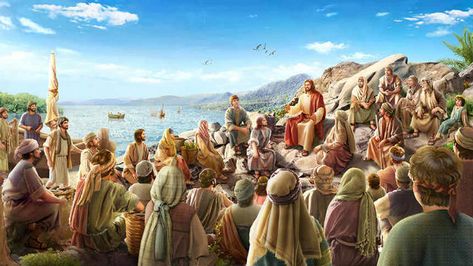 From that time Jesus began to preach, and to say, Repent: for the kingdom of heaven is at hand. Jesus Preaching, 7 Days Of Creation, Jesus Kingdom, Jesus Christ Painting, Days Of Creation, Jesus Return, Bible Coloring Pages, Bible Pictures, Church Activities