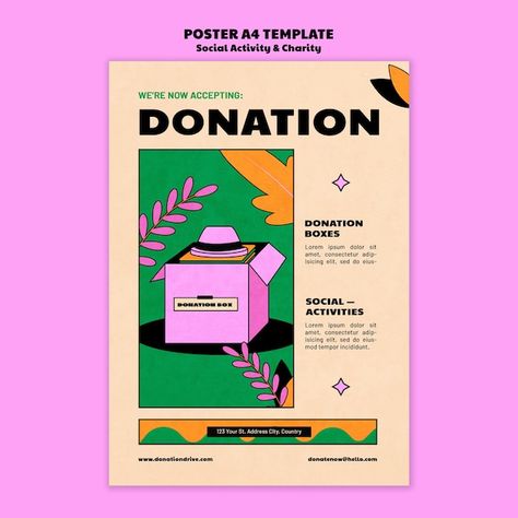 Charity donation poster template design ... | Free Psd #Freepik #freepsd #vertical-poster #poster-flyers #poster-template #print-templates Pamflet Donasi, Fundraising Design, Donation Poster, Fundraising Poster, Charity Poster, Drive Poster, Fundraiser Flyer, Charity Donation, Social Campaign