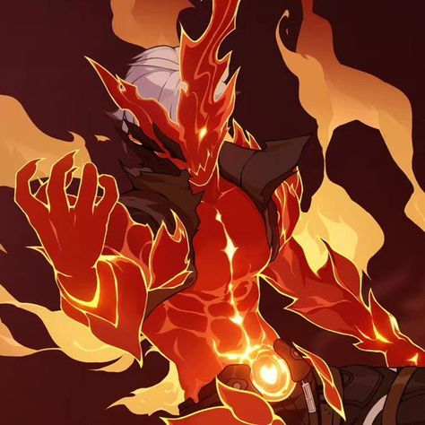 Fire God Character Design, Fire Armor Concept Art, Fire Power Ideas, Wrath Character Design, Dragon Made Of Fire, Fire Creature Art, Monster Rpg Art, Demon Design Character Concept, Fire Demon Art