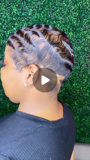 Pinky✂️💗 on Instagram: "TRANSFORMATION TUESDAY be like 🔥I ATE IT UP AGAIN !!!! 🔥🔥🔥🔥Fingerwaves/ Design ✂️💈 ✨Issa PinkySlay ✨ . . . . . . . . . #shorthaircut #dmvhairstylist #transformationtuesday #shorthairstyle #fingerwaves #softwaves #pixiecut #barbershop #hairoftheday" Big Finger Waves, Black Womens Fade Haircut Short Hair, How To Finger Wave Short Hair, Short Hair Soft Waves, Really Short Pixie Haircut, Short Hair Fingerwaves, Soft Fingerwaves Short Hair, Finger Waves Short Hair Pixie Cuts, Finger Waves On Short Hair