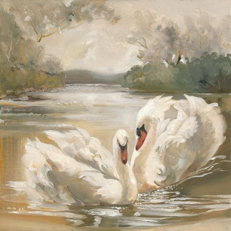 Forever by Your Side Swan Oil Painting, Swan Watercolor, White Oil Painting, Swan Art, Swan Painting, Swans Art, Painting Video, Rennaissance Art, Have Inspiration