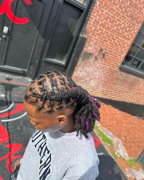 LOCEDNBYNAE💈 on Instagram: “A Beautiful Day For Barrels💜🌪️🔥 #locs #hair #hairstylist #retwist #barrels #atlanta #neat LINK IN BIO💯” Heart Barrel Twist Locs, Barrel Twist Dreads Women, Two Barrel Twist Locs Women, Barrels Locs, Loc Versatility, Barrel Twist Locs, Dreads Dyed, Barrel Twist Locs Women, Black Hair Locs