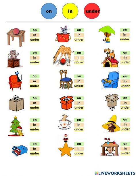 Preposition Worksheets Kindergarten, Play School Activities, Preposition Activities, Ingles Kids, Speaking Activities English, Preposition Worksheets, Preschool Patterns, Test For Kids, Life Skills Class