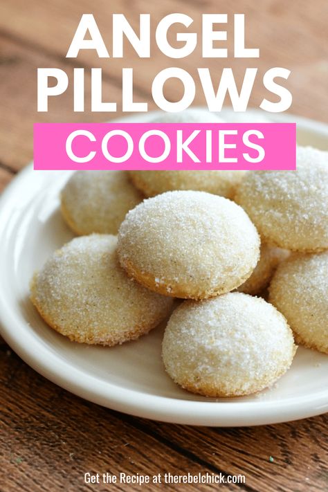 Angel Food Cookies Recipes, Angel Flake Cookies, Angel Food Cookies, Angel Food Cake Cookies, Homemade Angel Biscuits, Christmas Angel Cookies, Angel Kisses Cookies, Angel Buiscits, Pillow Cookies Recipe