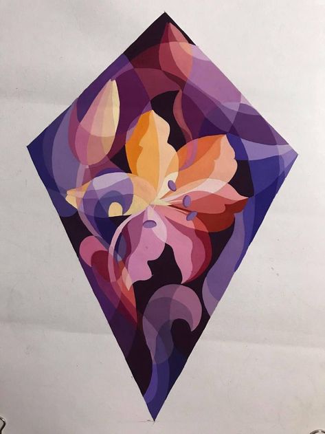 Gouache Pop Art, Realistic Flower Drawing, Color Theory Art, Design Art Drawing, Polygon Art, Indian Art Gallery, Geometric Design Art, Canvas Drawing, 2d Design