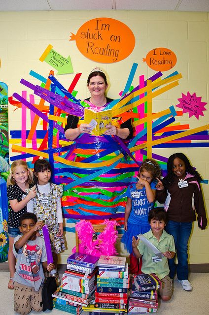 If 90% of the students in the entire school meet the goal, the Principal does something outrageous or fun for the students.  She has been slimed, kissed a pig, treated the kids to Bingo and even invited them to a carnival.  This year she was taped to a wall and read for two hours.  She says she would do anything to get kids to read.  I guess this is her way of walking the talk! @Jill Meyers Beer Pta Programs, Incentive Ideas, Reading Week, Read A Thon, Reading Incentives, Pta Ideas, Family Literacy, Accelerated Reader, School Carnival