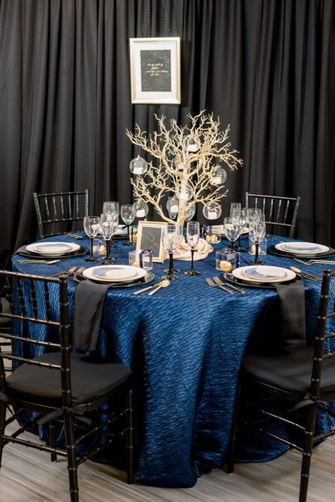 Showroom Spotlight | Lisa Norris Events | A Classic Party Rental Prom Themes Starry Night, Under The Stars Quinceanera Theme, Quinceñera Ideas, Weird Wedding, Moonlight Wedding, Starry Night Prom, Celestial Wedding Theme, Debut Theme, Blue Sweet 16