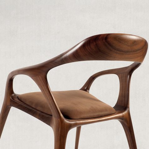 STUDIOTWENTYSEVEN • LHEA CHAIR BY CESARE MONTI Chair Design Wooden, Walnut Dining Chairs, Corner Sofa Design, Wood Furniture Design, Wood Joints, Modern Deco, Unique Chair, Wooden Dining Chairs, House Furniture Design