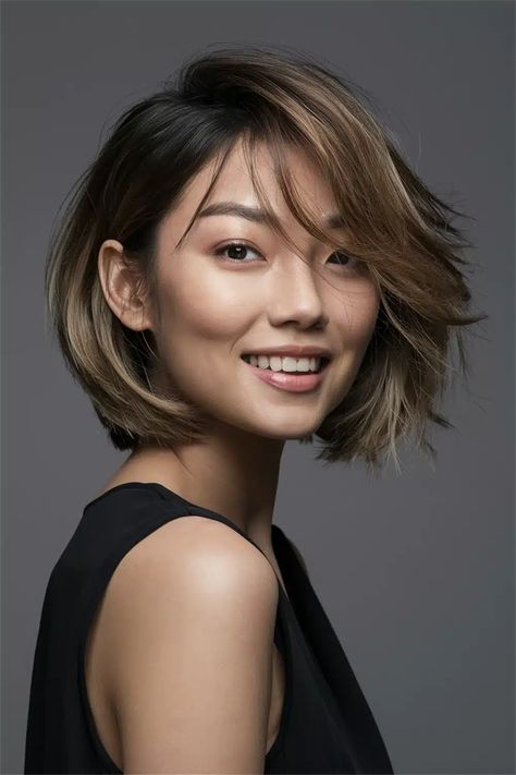 Capture the essence of youthful beauty with chic Ulzzang-inspired short hair styles that are perfect for any occasion. This hairstyle features soft layers that add volume and movement, framing your face beautifully. Whether you're going for a casual vibe or something more polished, this look effortlessly combines elegance with a trendy flair. Dive into the world of short hair styles and discover your next favorite look! Short Asian Hair, Long Layered Bob, Short Hair Highlights, Asian Short Hair, Soft Layers, Long Pixie, Round Face Haircuts, Layered Bob, Short Hair With Bangs