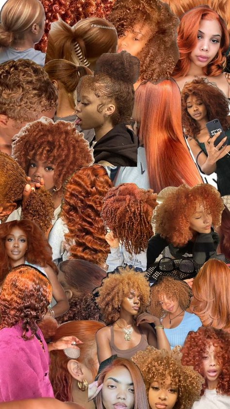 hair style color ginger curl straight woman Ginger Black Women Natural Hair, Cinnamon Dyed Hair, Ginger 4b Hair, Kelis Hair Color, Adore Cinnamon Hair Color On Black Women, Gingerish Brown Hair, Dark Skin Hair Dye, Outfits With Ginger Hair, Dyed Hair Dark Skin