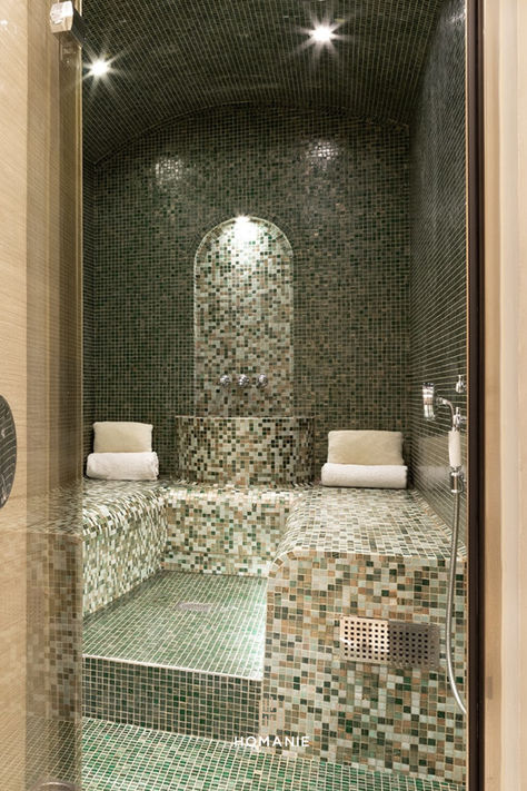 Relax in this hammam in a 4-storey house in the heart of Paris. #homanie #luxuryrentlas #hammam #luxuryhammam #paris Steam Room Aesthetic, Home Hamam, Home Hammam, Luxury Steam Room, Moroccan Hamam, Hamam Bathroom, Moroccan Bathroom Ideas, Hammam Bathroom, Moroccan Spa