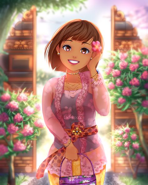 Dora Fanart, Kebaya Outfit, Girl Fanart, Meme Art, Popular Artwork, Kebaya Bali, Art Street, Girls Illustration, Balinese