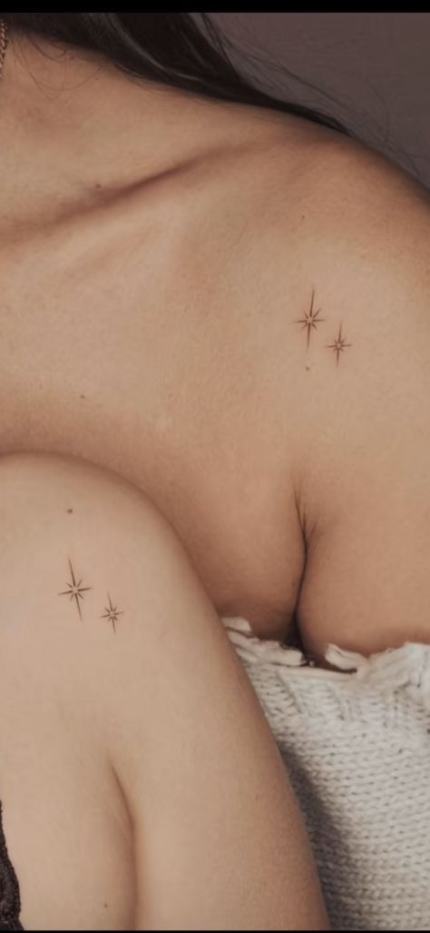 Dainty Starburst Tattoo, Diamond Sparkle Tattoo, Sparkle Tattoo Ideas Shoulder, Sparkle Aesthetic Tattoo, Sparkle Tattoo Collar Bone, Collarbone Sparkle Tattoo, Sparkle Neck Tattoo, Sparkle Hip Tattoo, Star Tattoos Collar Bone