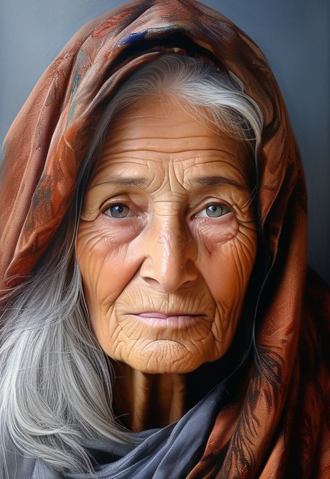 Elderly woman's face adorned with a smile by PCJHA Vikku - Playground Old Woman Picture, Older Female Portrait Photography, Cool Old Lady, Interesting Portraits, Beautiful Aged Women, Aging Humor, Female Portrait Photography, Life Drawing Reference, Elderly Woman