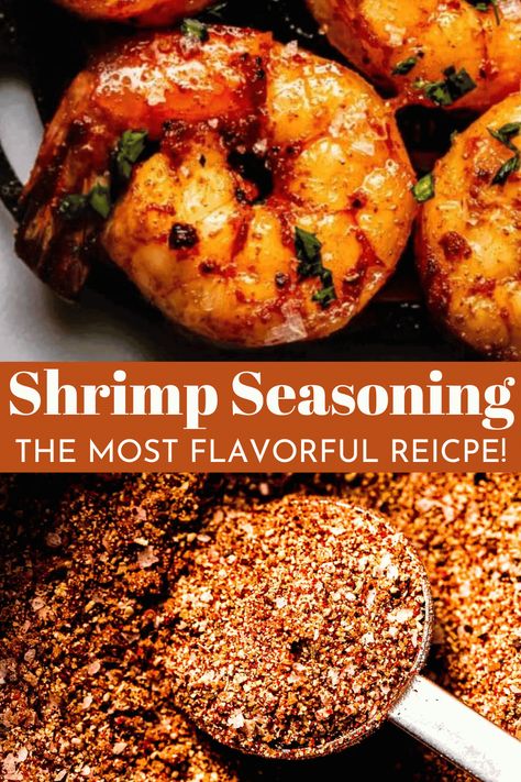 This is the best seasoning for shrimp because it gives baked, grilled, sauteed, and air fryer shrimp an addictive savory-smoky flavor. Use your perfectly seasoned shrimp in tacos, salads, fajitas, grain bowls, and more! // recipes simple // for grill // spices Seasoning For Shrimp, Shrimp Taco Seasoning, Grilled Shrimp Seasoning, Sauteed Shrimp Recipe, Seasoned Shrimp, Air Fryer Shrimp, Shrimp Marinade, Grilled Seafood Recipes, Dry Rub Recipes