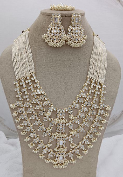 3 layers Kundan Necklace set/Designer necklace set/White color set/Victorian Necklace/Long kundan Necklace/Pearls set/sabyasachi Jewelry Long Kundan Necklace, Sabyasachi Jewelry, Jewelry Kundan, Kundan Necklace Set, Artificial Jewelry, Sabyasachi Jewellery, Victorian Necklace, Designer Necklace, Kundan Necklace