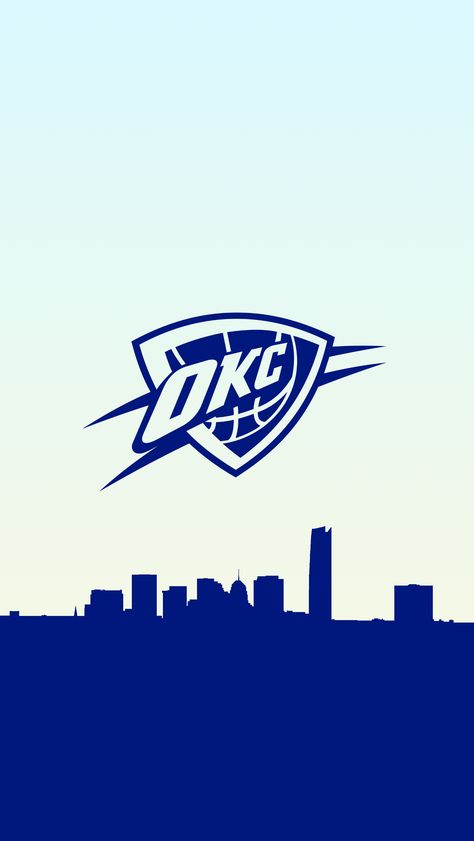 NBA Basketball Team Oklahoma City Thunder Desktop Background. Basketball Wallpaper in a Skyline, it's a free OKC Thunder phone wallpaper. Oklahoma City Thunder Wallpapers, Okc Thunder Wallpapers, Okc Wallpaper, Okc Skyline, Thunder Wallpaper, Oklahoma City Thunder Logo, Background Basketball, Okc Thunder Basketball, Sport Wallpaper