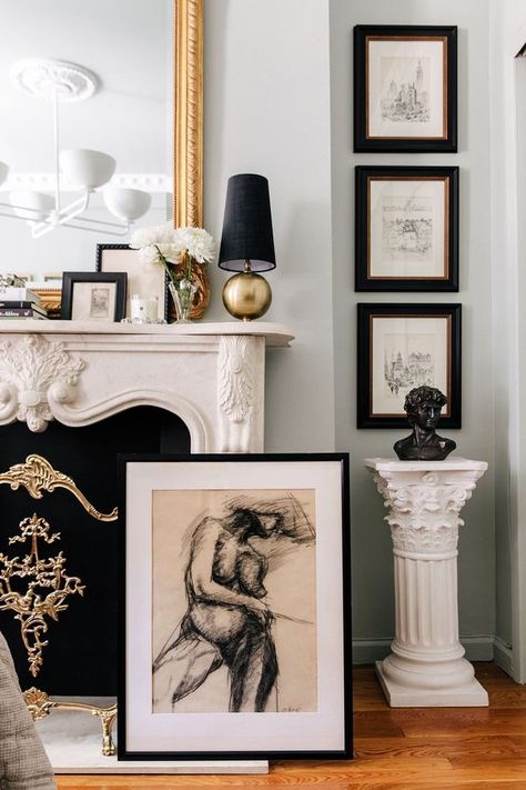 Upper East Side Oasis — Sarah Lyon Parisian Home Office, Parisian Fireplace, Parisian Wall Art, Parisian Modern, Parisian Interior Design, Parisian Living Room, Parisian Bedroom, Modern Parisian, Parisian Decor