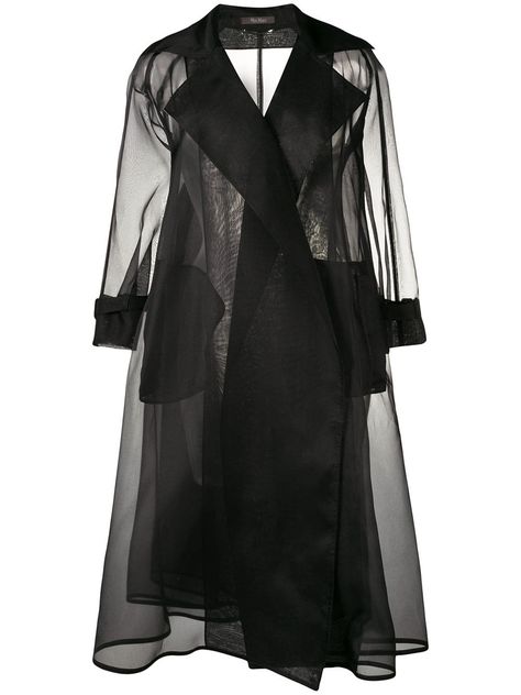 Max Mara organza trench coat - Black Organza Trench Coat, Outer Organza, Chiffon Coat, Organza Blouse, Trench Coat Black, Silk Organza, Outfit Style, Comfortable Dress, Outfit Idea