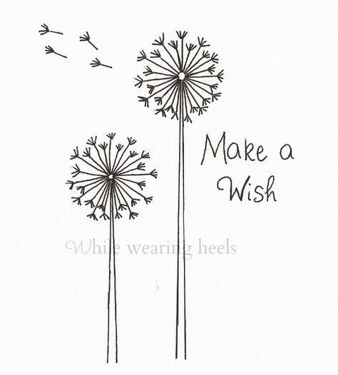 Flores Dandelion Embroidery Pattern, Dandelion Embroidery, Make A Wish Dandelion, Wish Dandelion, Dandelion Drawing, Pola Topi, غلاف الكتاب, Pola Bordir, Pola Sulam