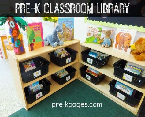 How to Create an Organized and Functional Classroom Library in Preschool Preschool Library Center, Preschool Organization, Preschool Library, Prek Literacy, Library Center, Pre K Pages, Organized Classroom, Preschool Rooms, Prek Classroom