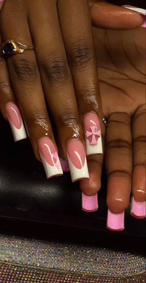 Girl Baby Shower Nails, Baby Shower Nails Girl, Shower Nails, Baby Shower Nails, French Tip Acrylic Nails, Nail Tattoo, Simple Nail, Diamond Nails, Dream Nails