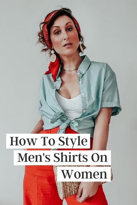 I'm sharing 4 different types of men's shirts and how to style them. The RELM & Co | Fashion, Lifestyle, Beauty Blog by Rebecca M. | Outfit ideas, shopping advice, style tips, life lessons and inspiration, and much more. oversized shirts | styling tips | style advice | outfit ideas | women's style | How To Style Mens Shirts On Women, Oversized Shirts, Top Fashion Bloggers, Husband Shirts, Half Sleeve Shirts, Short Sleeve Shirt Women, Style Advice, Shopping Advice, Summer Clothing