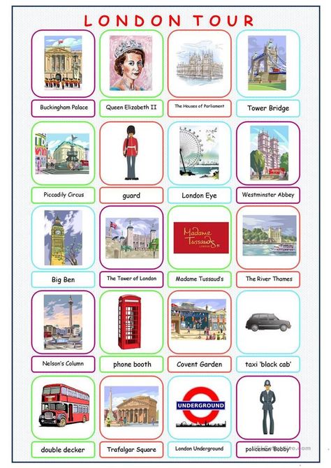 This is a fun picture dictionary for practicing/reinforcing the vocabulary of London sights. Clothes Esl, Esl Clothes, Vocabulary For Kids, Trafalgar Square London, London Sights, London Tours, Picture Dictionary, English Activities, Esl Worksheets