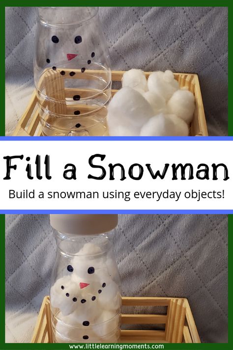 Fill a snowman is a fun winter activity that will help your toddler practice their fine motor skills. Winter Fine Motor, Winter Activities For Toddlers, Maluchy Montessori, Winter Activities Preschool, Fine Motor Activity, Winter Activity, Fun Winter Activities, Winter Activities For Kids, Winter Preschool