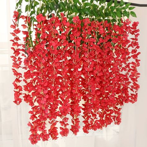 Faster shipping. Better service Red Wisteria, Wisteria Garland, Wisteria Plant, Wisteria Flower, Flowers Garland, Flower Vines, Hanging Vines, Hanging Flowers, Flowering Vines