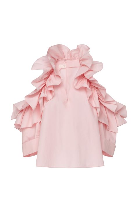 DELPOZO Cotton-Poplin Blouse With Frills Tanaa Banaa, Blouse With Frills, Frilled Collar, Poplin Blouse, Girly Fashion, Fashion Tops, Cotton Poplin, Moda Operandi, Kids Dress