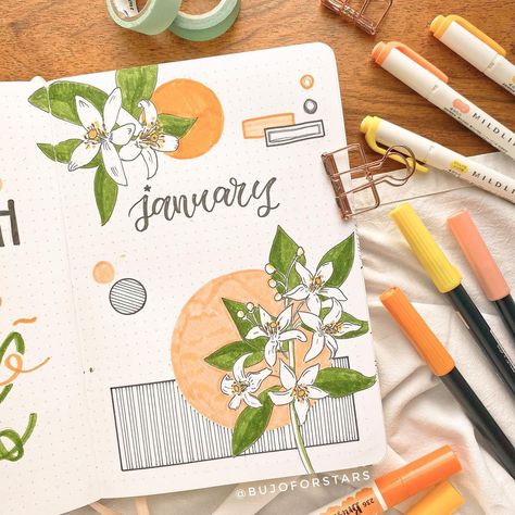 Journaling Goals, Orange Notes, Bujo Themes, Bujo Spreads, Calendar Designs, Bullet Journal Monthly Spread, January Bullet Journal, Book Reading Journal, Calendar Journal