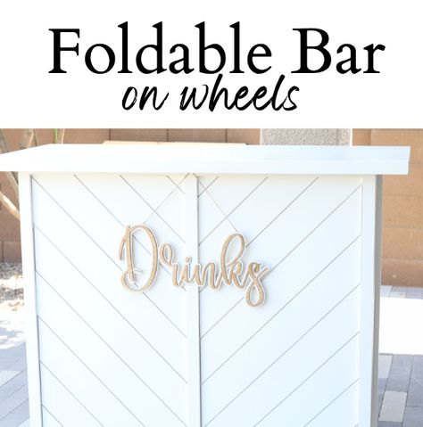 Diy Outside Bar Ideas How To Build, Build A Mini Bar, Building A Bar For A Wedding, Diy Bar Backyard, Diy Self Serve Wedding Bar, Diy Bar Setup For Party, Portable Bar For Events, Build A Bar For Wedding, Diy Foldable Bar Table