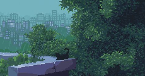 Landscape Gif Aesthetic, Discord Banner Pixel Gif, Green Aesthetic Discord Banner Gif, Animated Pixel City, Pixel Art Scenery Gif, Pixel Banner Aesthetic, Pixel Art Cover Photo, Rainy Pixel Art Gif, Pixel Art Background Gif Phone