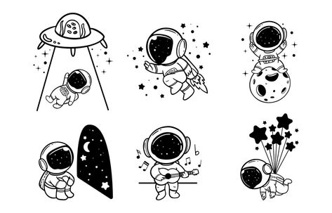 Cute Doodle Astronout Minimalist Tattoo Astronaut Outline, Tattoo Astronaut, Minimal Cartoon, Astronaut Drawing, Doodles Bonitos, Art Outline, Space Doodles, Astronaut Tattoo, Astronaut Cartoon