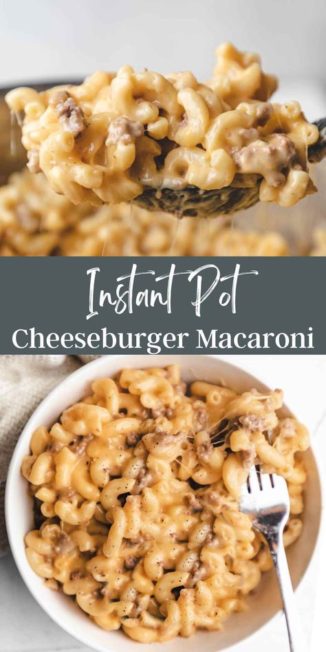 Instant Pot Cheeseburger Macaroni Easy Dump And Go Instant Pot Recipes, Instapot Recipes Beef, Pasta Recipes Instant Pot, Instant Pot Fall Recipes, Instant Pot Cheeseburger Macaroni, Easy Instant Pot Dinner, Cheeseburger Mac And Cheese, Cheeseburger Mac, Cheeseburger Macaroni